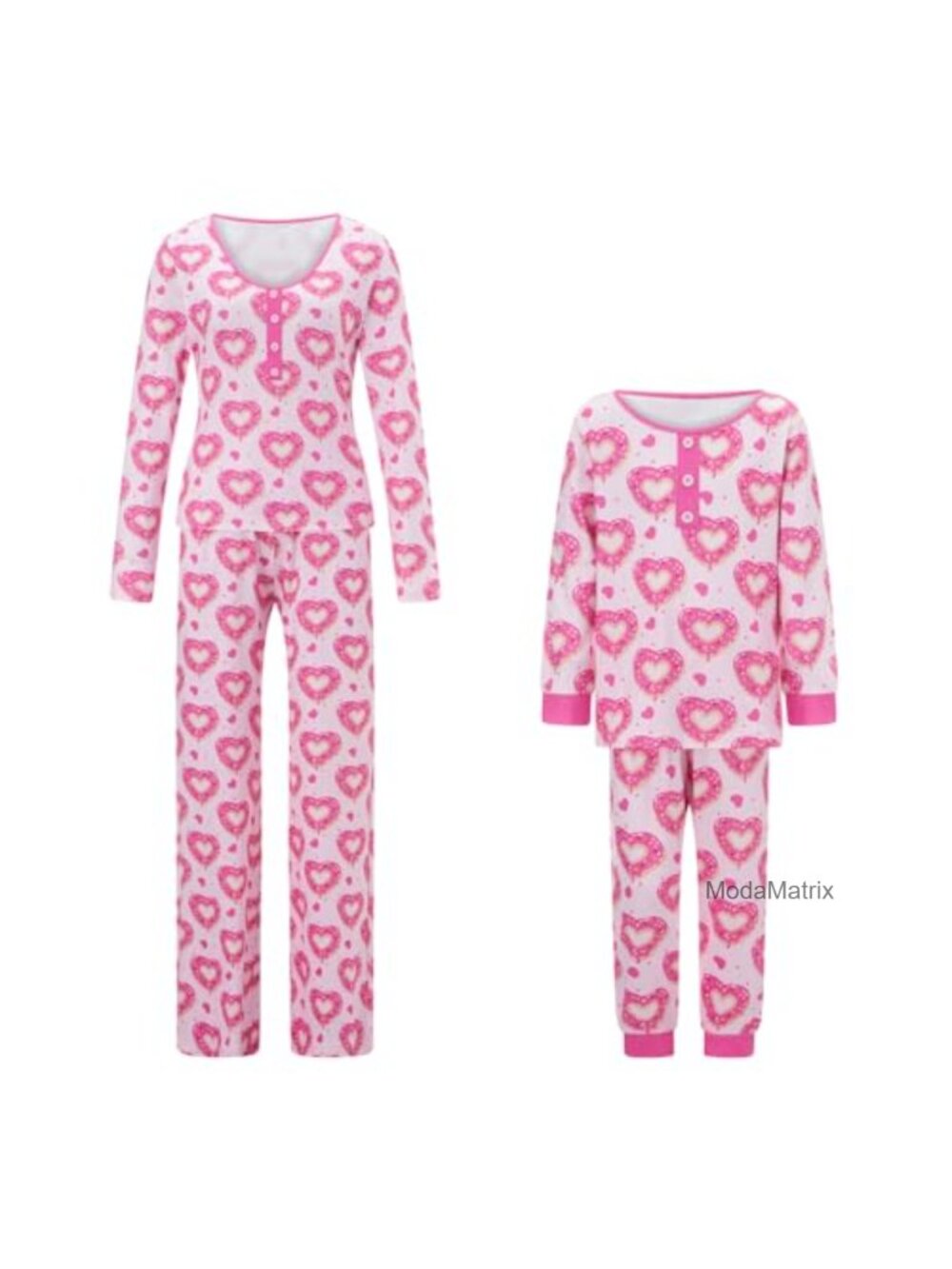 Matching Valentine's Day Pajama Set - Long Sleeve Shirt and Pants for Girls